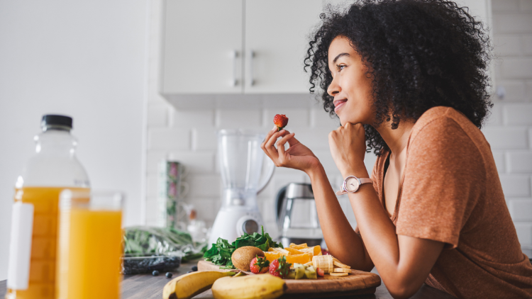 a woman works on intuitive eating